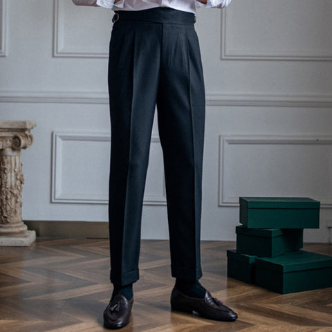 Versatile Belt Trouser Gentleman Paris Button Pant