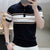 Para Hombre Knitted Slim Striped Polo Shirt