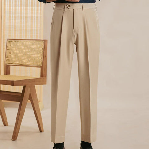 Fall Men's Solid Color Formal Pant: British Style Sophistication