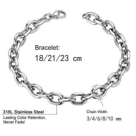 316L Stainless Steel O-shaped Chain Bracelets