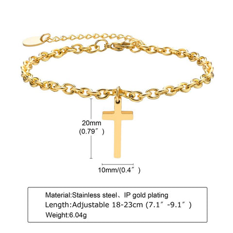 Rolo Chain Faith Cross Charm Bracelet