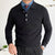 Solid Color Knitted Long Sleeved Polo Shirt