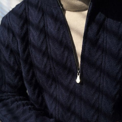 Zipper Cardigan Turtleneck Sweater
