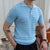 Blue Jacquard Lapel Short Sleeved Polo Shirt