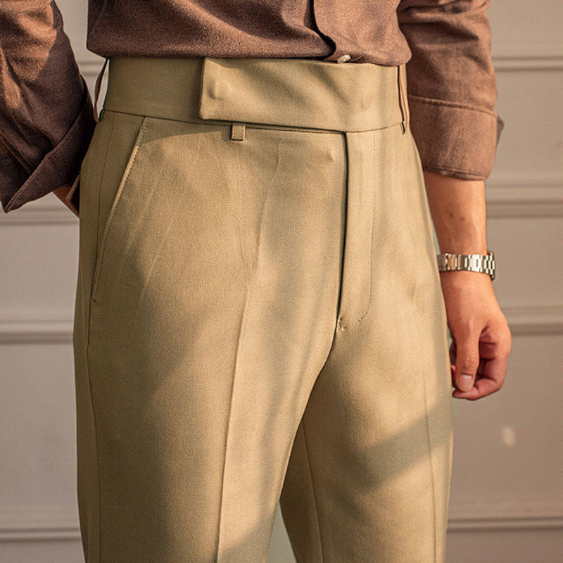 WANYNG mens pants Thin Trousers Solid Color High Waist Elastic Casual  Business Pants pants for men Khaki XL - Walmart.com