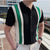 Paneled Color Stripe Polo Shirt