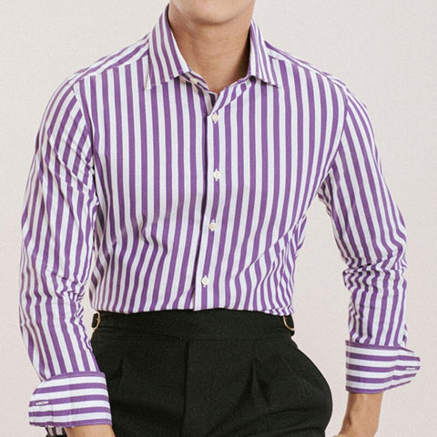 British Casual Contrasting Colors Stripe Shirt
