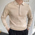 Solid Color Knitted Long Sleeved Polo Shirt
